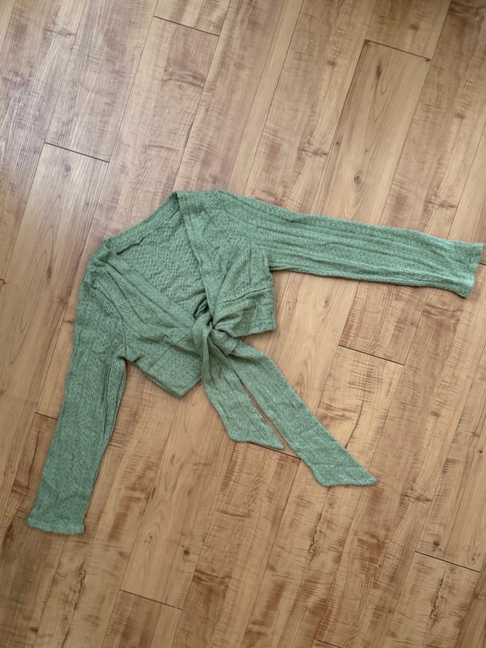 Knit Multi-Ways Tie-Front Sweater Top — Sage Green